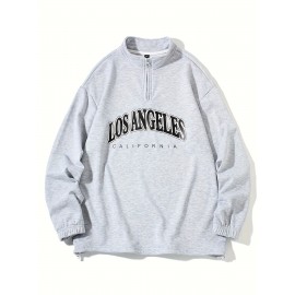 Men's Fashion Trendy Letter Print Lapel Collar Long Sleeve Casual Sports Sweatshirtï¼ŒSuitable For Outdoor Sports