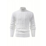 Cool Retro Knitted Sweater For Men, Men's Casual Retro Cable Pullover Hooded Knit Sweater Streetwear For Winter Fall, As Gifts